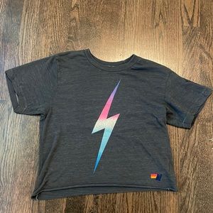 Aviator Nation Rainbow Bolt Boyfriend T-shirt Size S